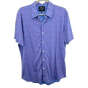 Bonobos Slim Fit Pima Cotton Button Down Short Sleeve Blue Floral Shirt Size Med